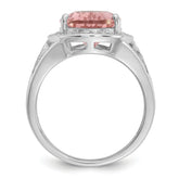 Cheryl M Sterling Silver Rhodium-plated Polished Pink Nano Crystal and CZ Teardrop Halo Ring